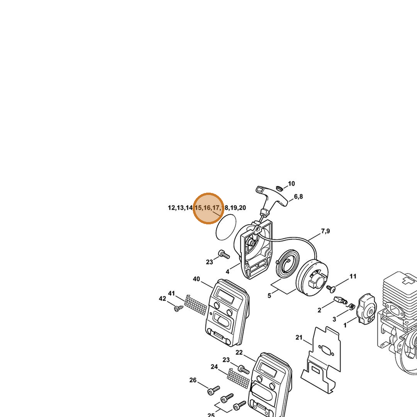STIHL part 4137-967-1531 — IPL diagram snippet (6x zoom, amber highlight)