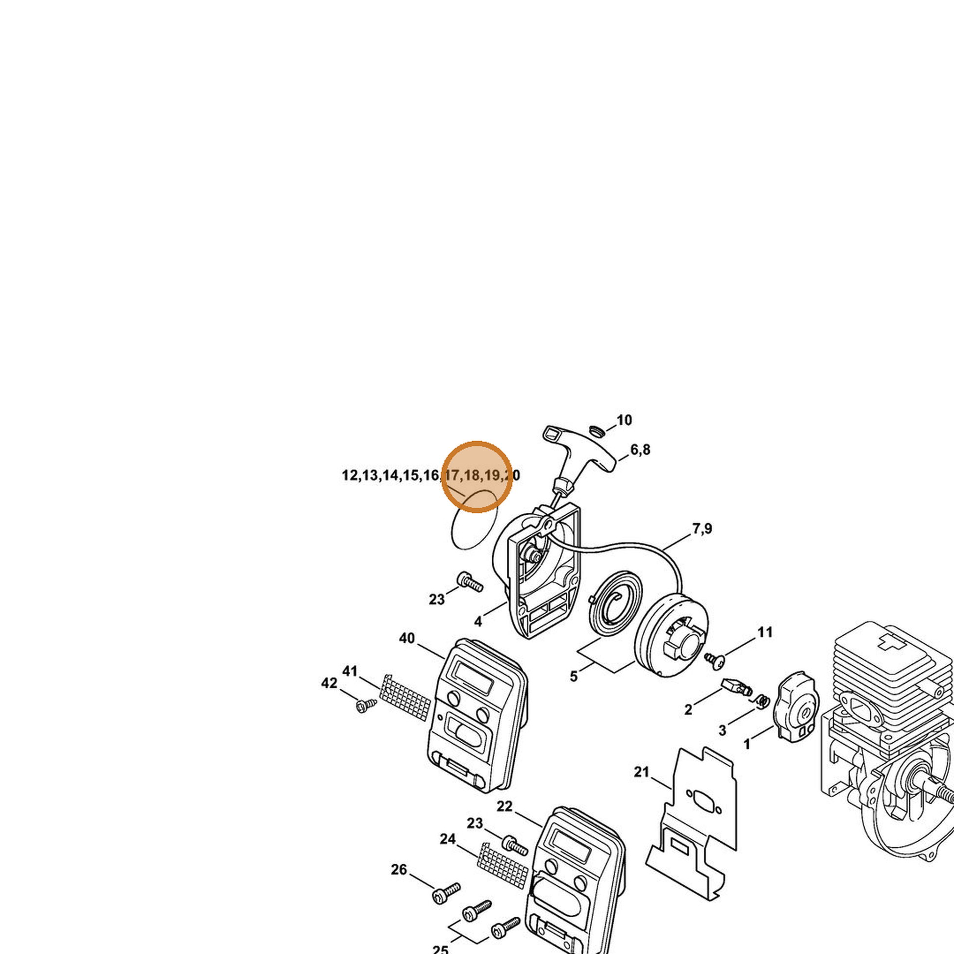 STIHL part 4137-967-1532 — IPL diagram snippet (6x zoom, amber highlight)