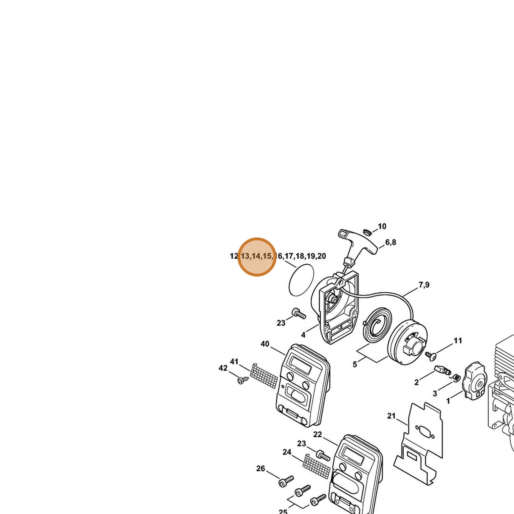 STIHL part 4137-967-1533 — IPL diagram snippet (6x zoom, amber highlight)
