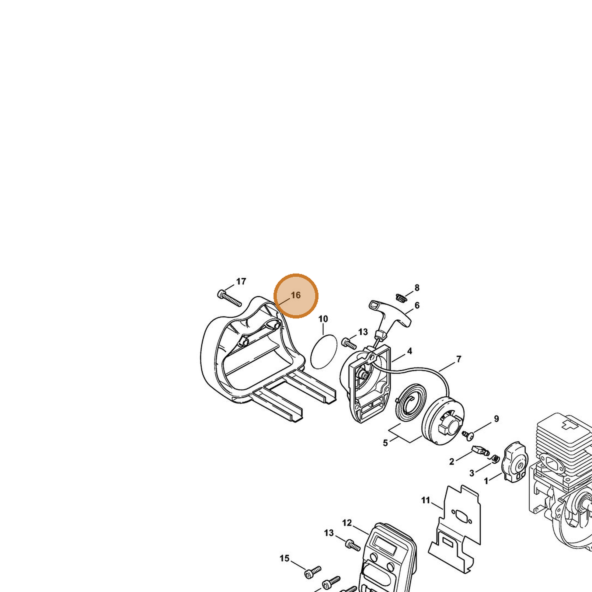 STIHL part 4138-007-1009 — IPL diagram snippet (6x zoom, amber highlight)
