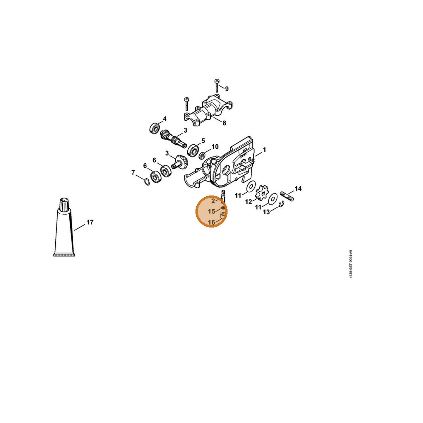 STIHL part 4138-351-9300 — IPL diagram snippet (6x zoom, amber highlight)