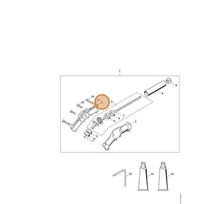 STIHL part 4138-641-0302 — IPL diagram snippet (6x zoom, amber highlight)