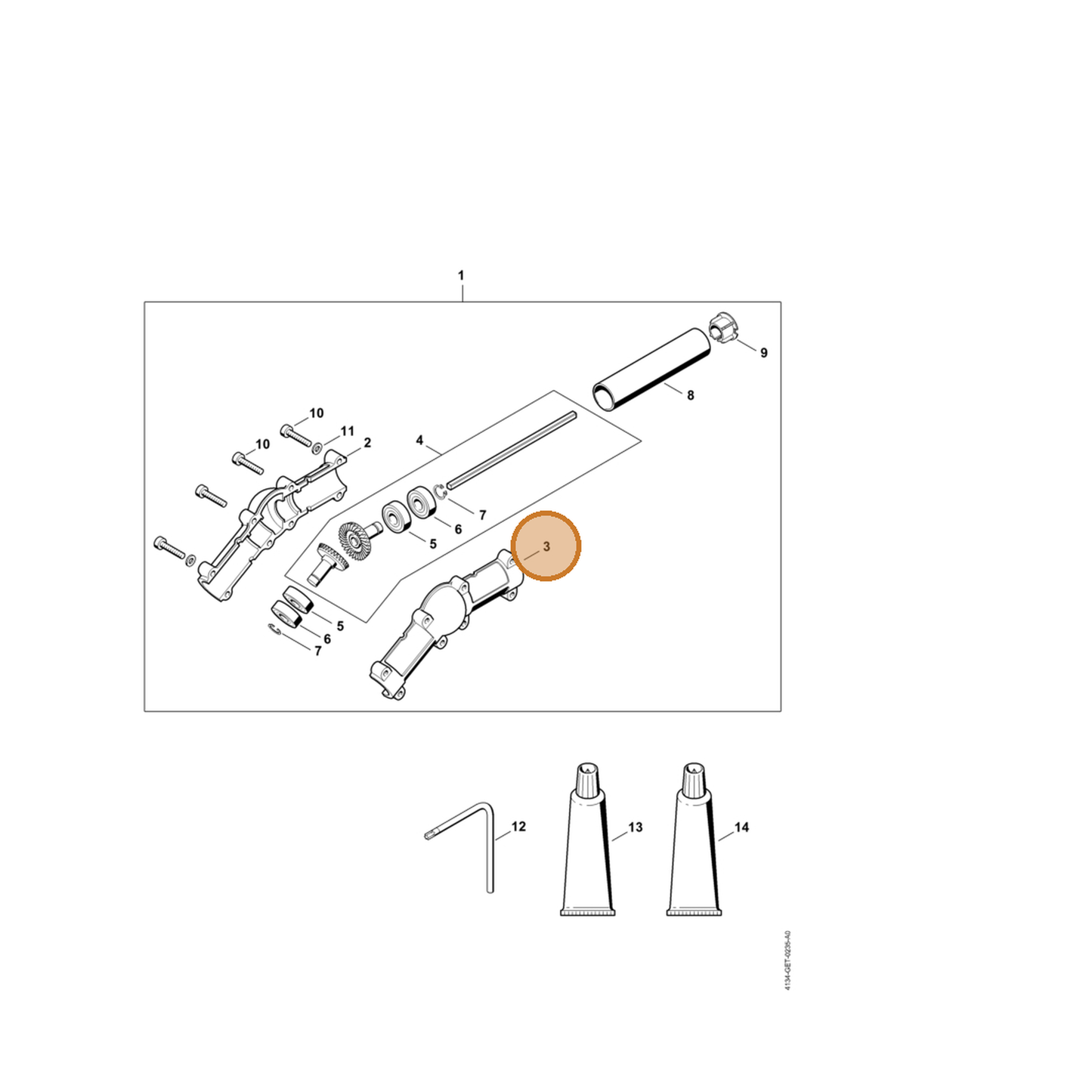 STIHL part 4138-641-0303 — IPL diagram snippet (6x zoom, amber highlight)