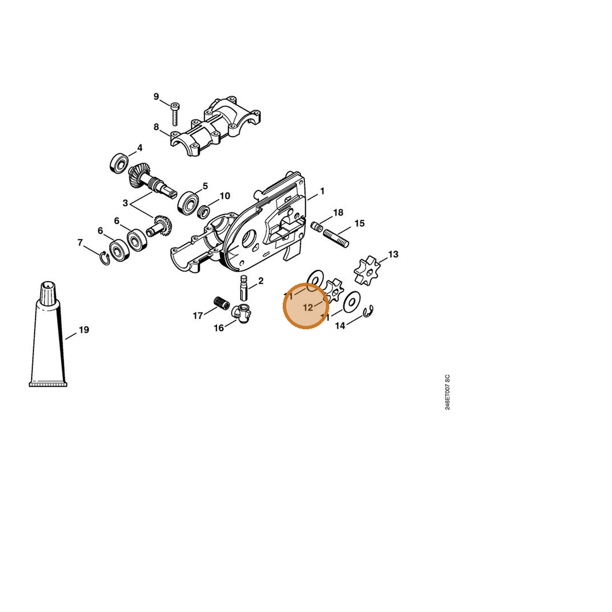 STIHL part 4138-642-1201 — IPL diagram snippet (6x zoom, amber highlight)