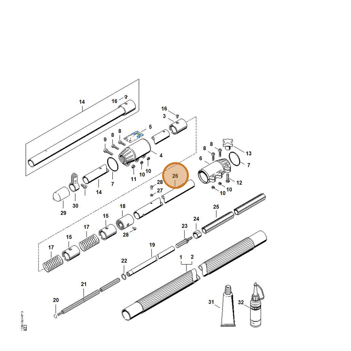 STIHL part 4138-710-7115 — IPL diagram snippet (6x zoom, amber highlight)