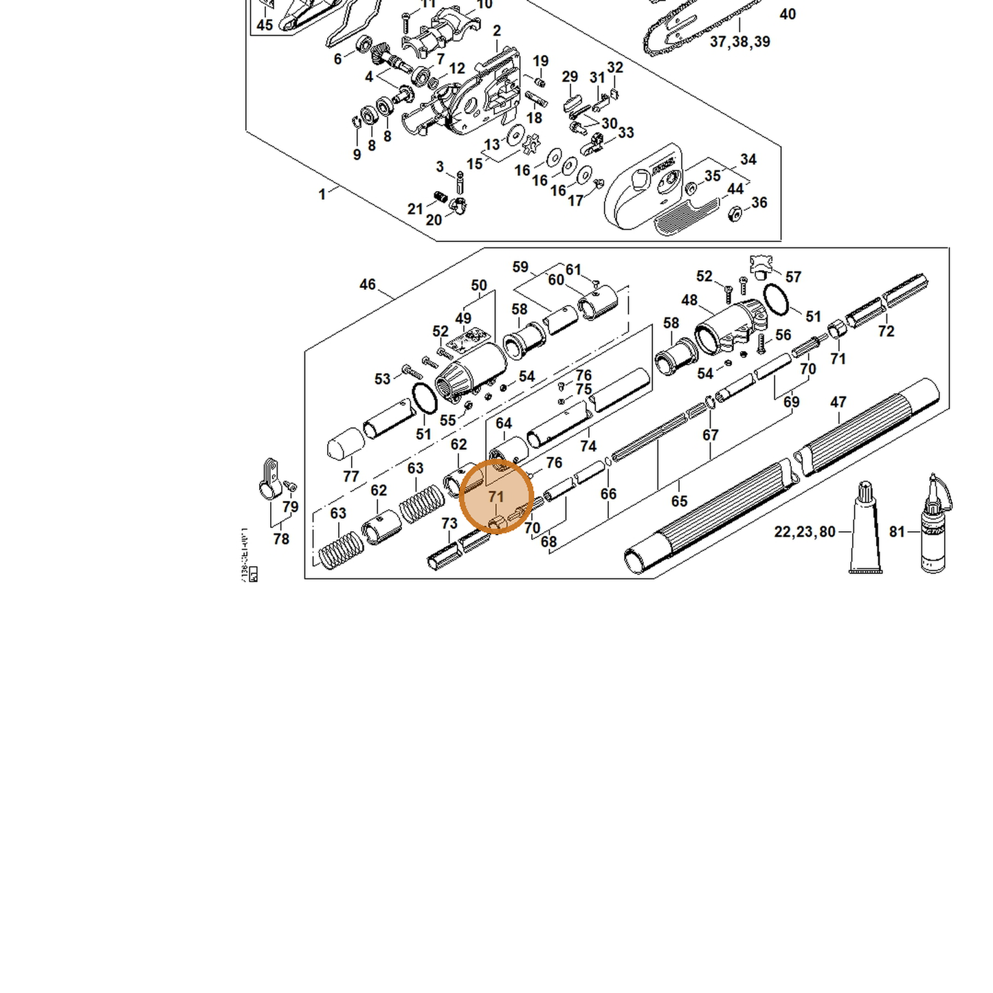 STIHL part 4138-711-9002 — IPL diagram snippet (6x zoom, amber highlight)
