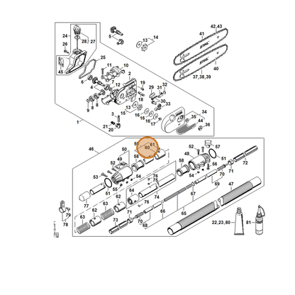 STIHL part 4138-740-3200 — IPL diagram snippet (6x zoom, amber highlight)