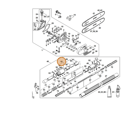 STIHL part 4138-740-3702 — IPL diagram snippet (6x zoom, amber highlight)