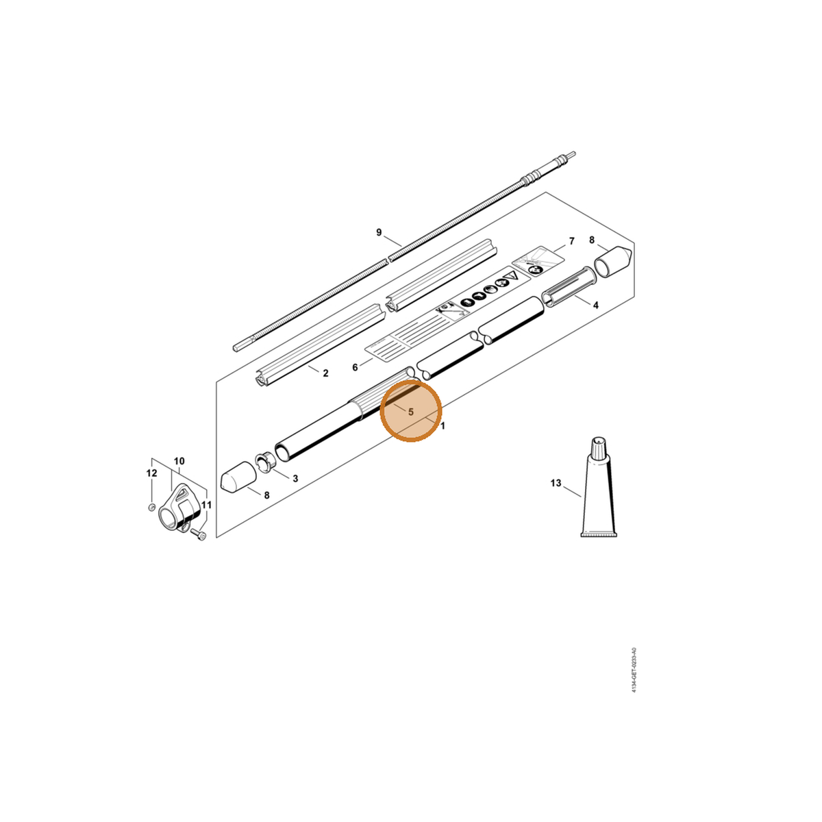 STIHL part 4138-791-2010 — IPL diagram snippet (6x zoom, amber highlight)