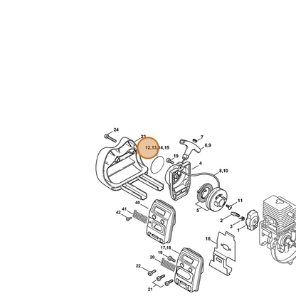 STIHL part 4138-967-1502 — IPL diagram snippet (6x zoom, amber highlight)