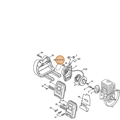 STIHL part 4138-967-1503 — IPL diagram snippet (6x zoom, amber highlight)