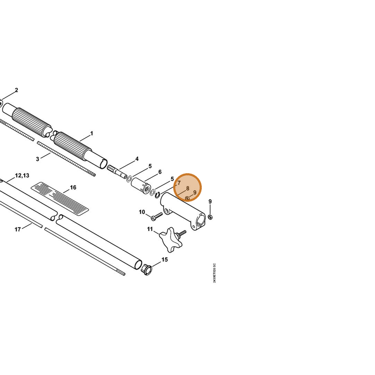 STIHL part 4139-160-0700 — IPL diagram snippet (6x zoom, amber highlight)