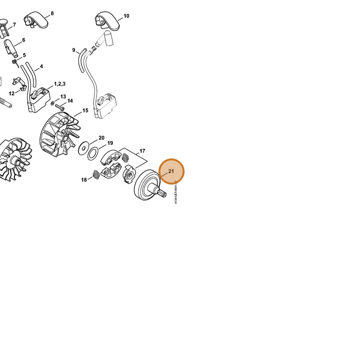 STIHL part 4139-160-2901 — IPL diagram snippet (6x zoom, amber highlight)
