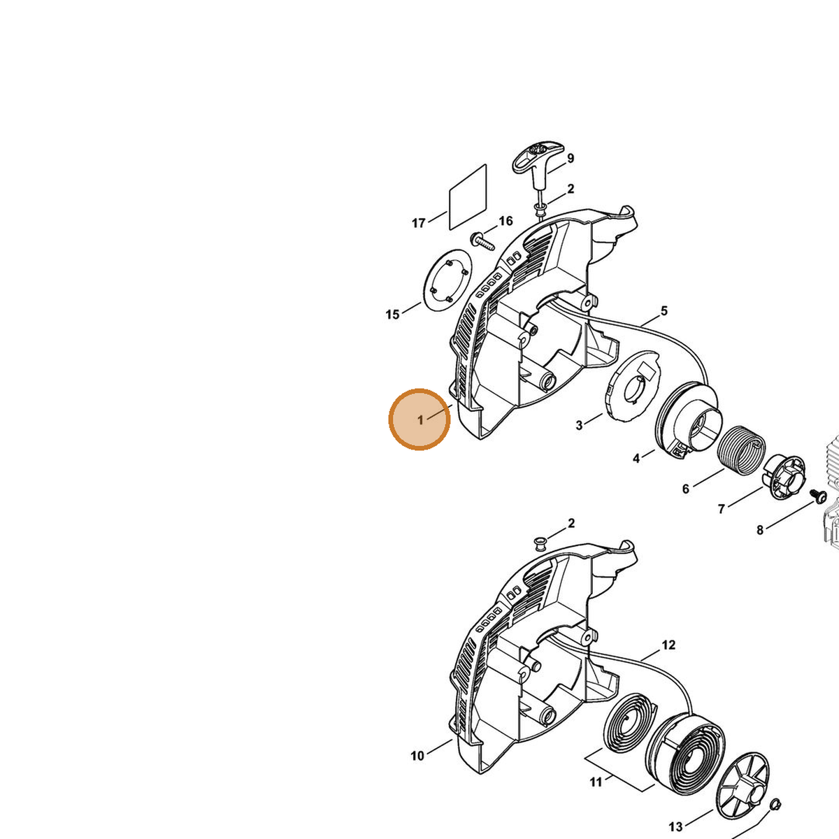 STIHL part 4139-190-0400 — IPL diagram snippet (6x zoom, amber highlight)