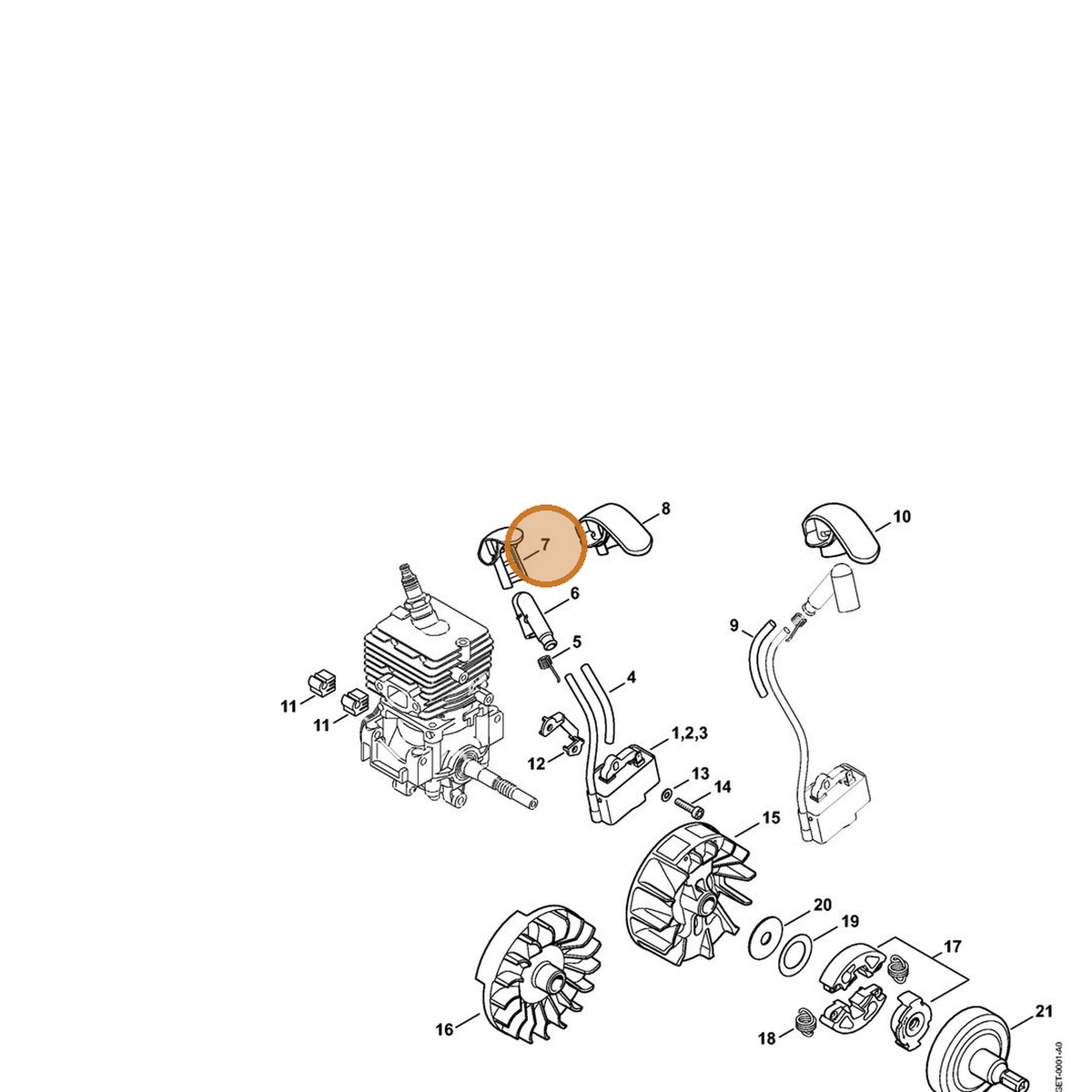 STIHL part 4139-405-8100 — IPL diagram snippet (6x zoom, amber highlight)