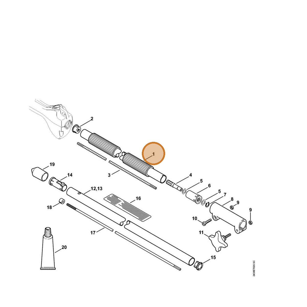 STIHL part 4139-710-7105 — IPL diagram snippet (6x zoom, amber highlight)