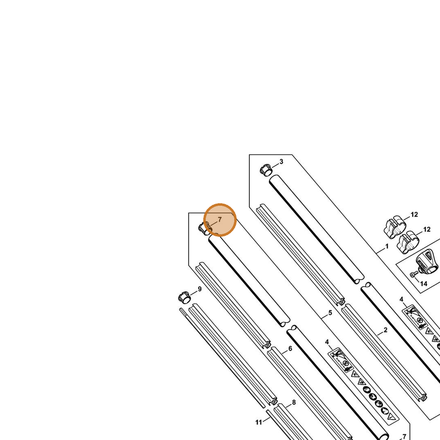 STIHL part 4139-711-2100 — IPL diagram snippet (6x zoom, amber highlight)