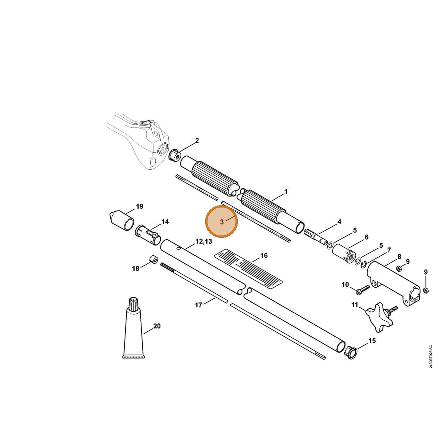 STIHL part 4139-711-3201 — IPL diagram snippet (6x zoom, amber highlight)