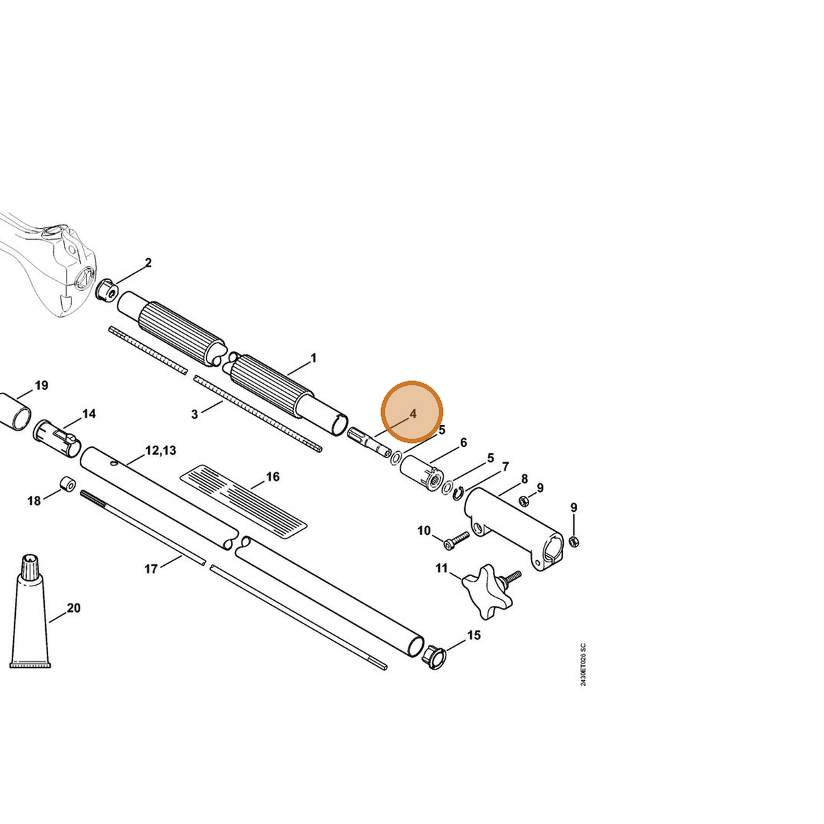 STIHL part 4139-740-3500 — IPL diagram snippet (6x zoom, amber highlight)