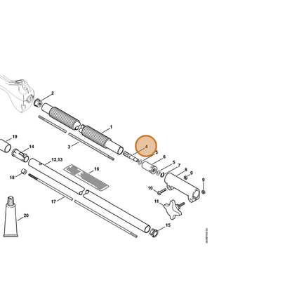 STIHL part 4139-740-3500 — IPL diagram snippet (6x zoom, amber highlight)