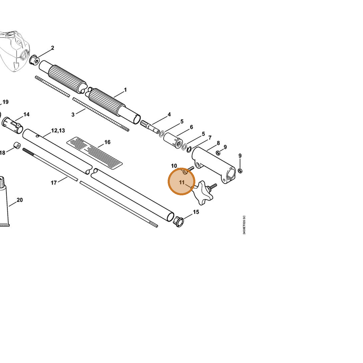 STIHL part 4139-790-7500 — IPL diagram snippet (6x zoom, amber highlight)