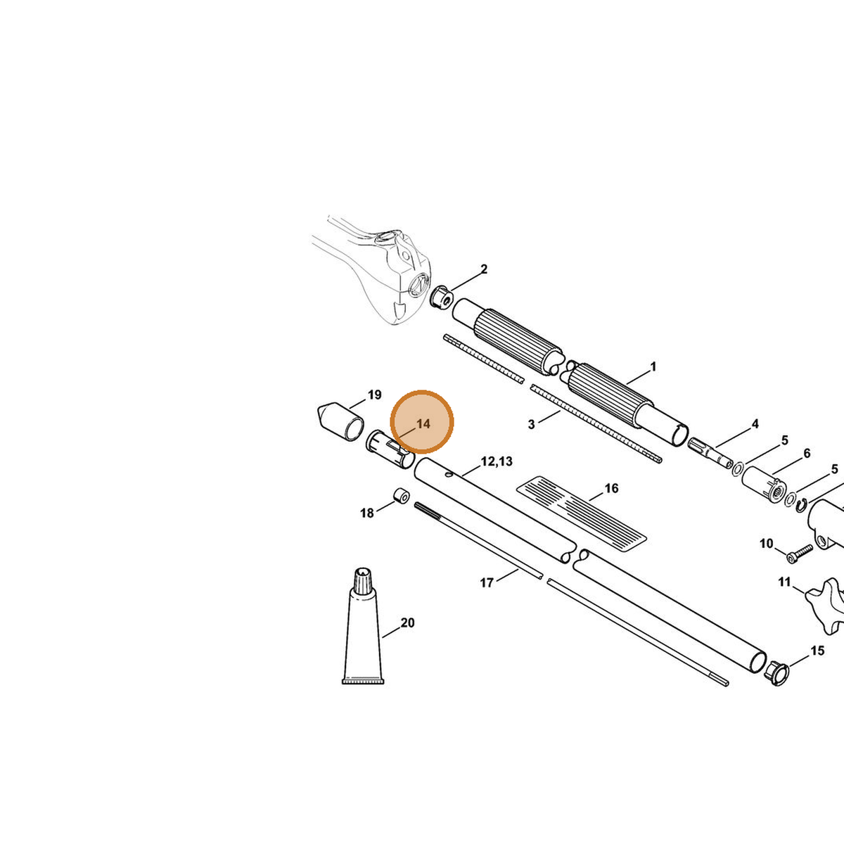 STIHL part 4139-791-7201 — IPL diagram snippet (6x zoom, amber highlight)