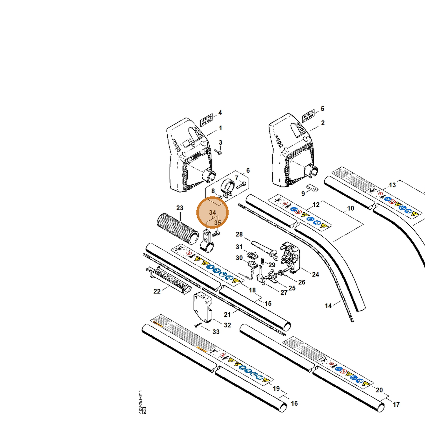STIHL part 4140-007-1006 — IPL diagram snippet (6x zoom, amber highlight)