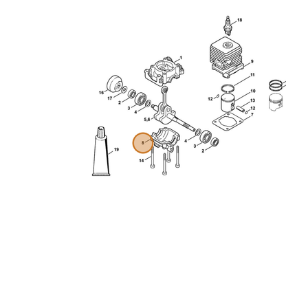 STIHL part 4140-021-2500 — IPL diagram snippet (6x zoom, amber highlight)