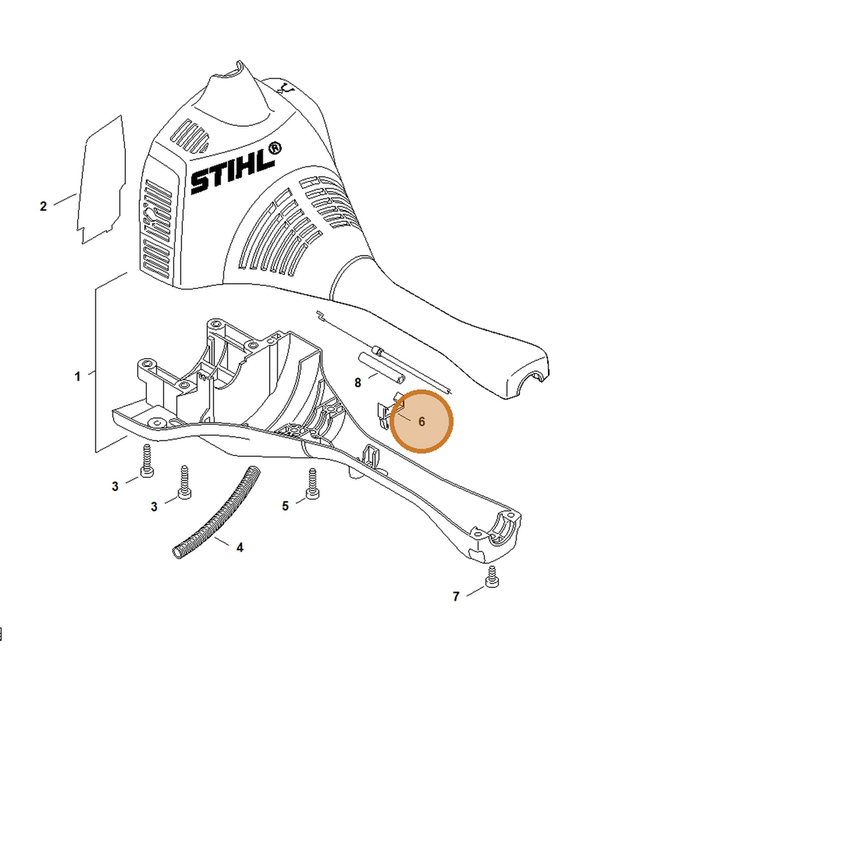 STIHL part 4140-021-8900 — IPL diagram snippet (6x zoom, amber highlight)