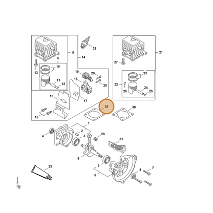 STIHL part 4140-029-2300 — IPL diagram snippet (6x zoom, amber highlight)