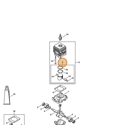 STIHL part 4140-030-2000 — IPL diagram snippet (6x zoom, amber highlight)