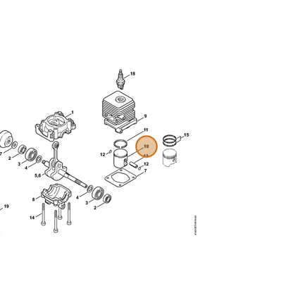 STIHL part 4140-030-2004 — IPL diagram snippet (6x zoom, amber highlight)