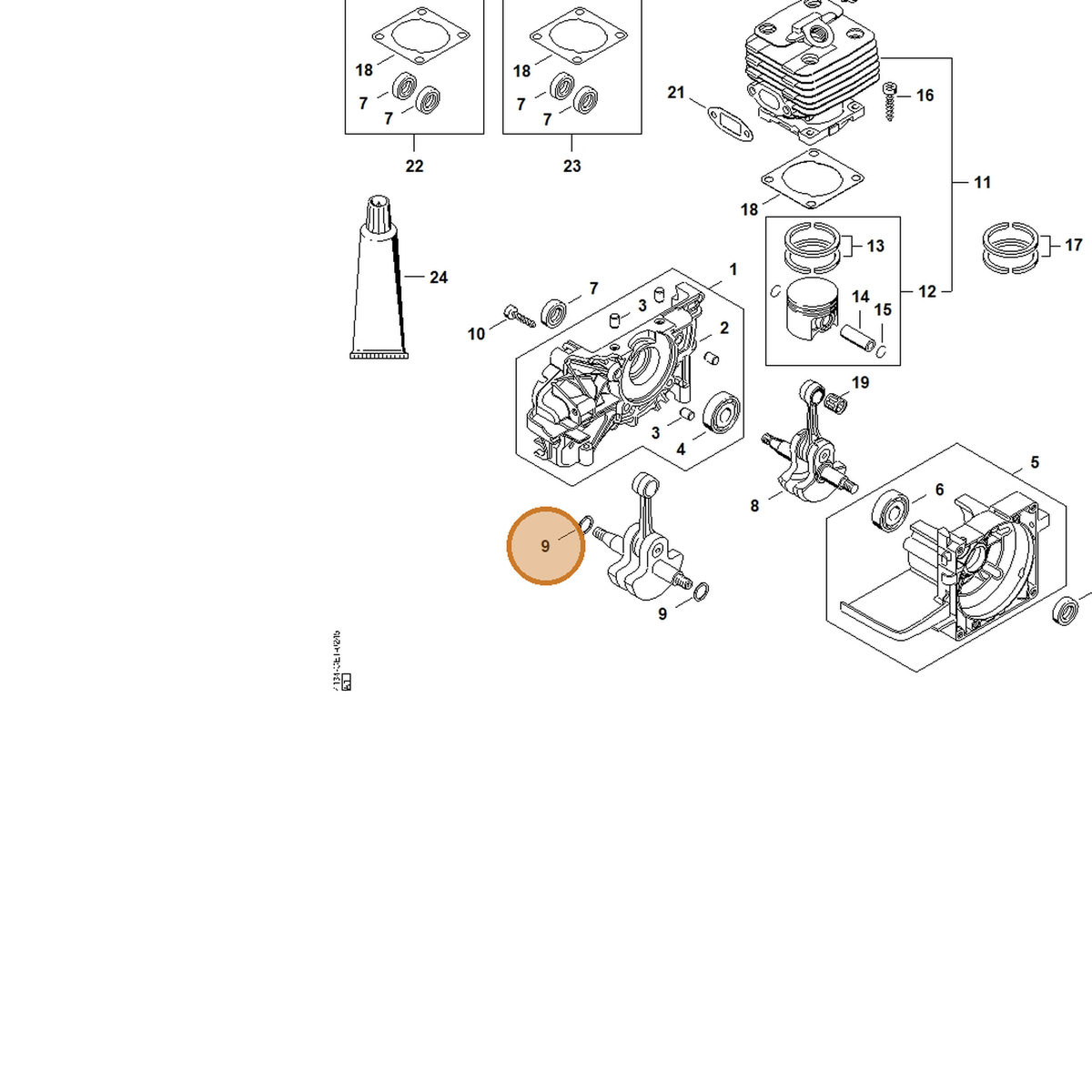 STIHL part 4140-036-0300 — IPL diagram snippet (6x zoom, amber highlight)