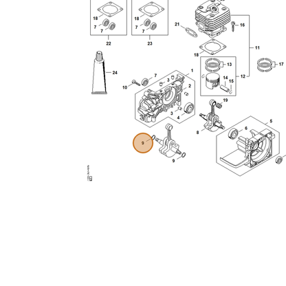 STIHL part 4140-036-0300 — IPL diagram snippet (6x zoom, amber highlight)