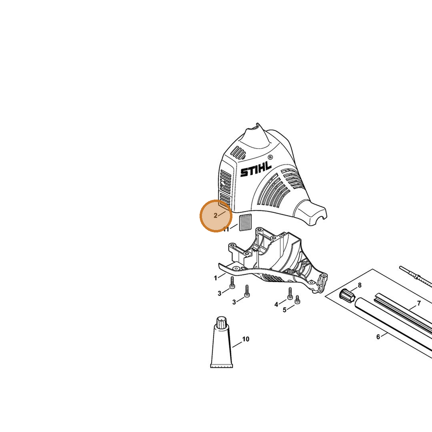 STIHL part 4140-084-0905 — IPL diagram snippet (6x zoom, amber highlight)