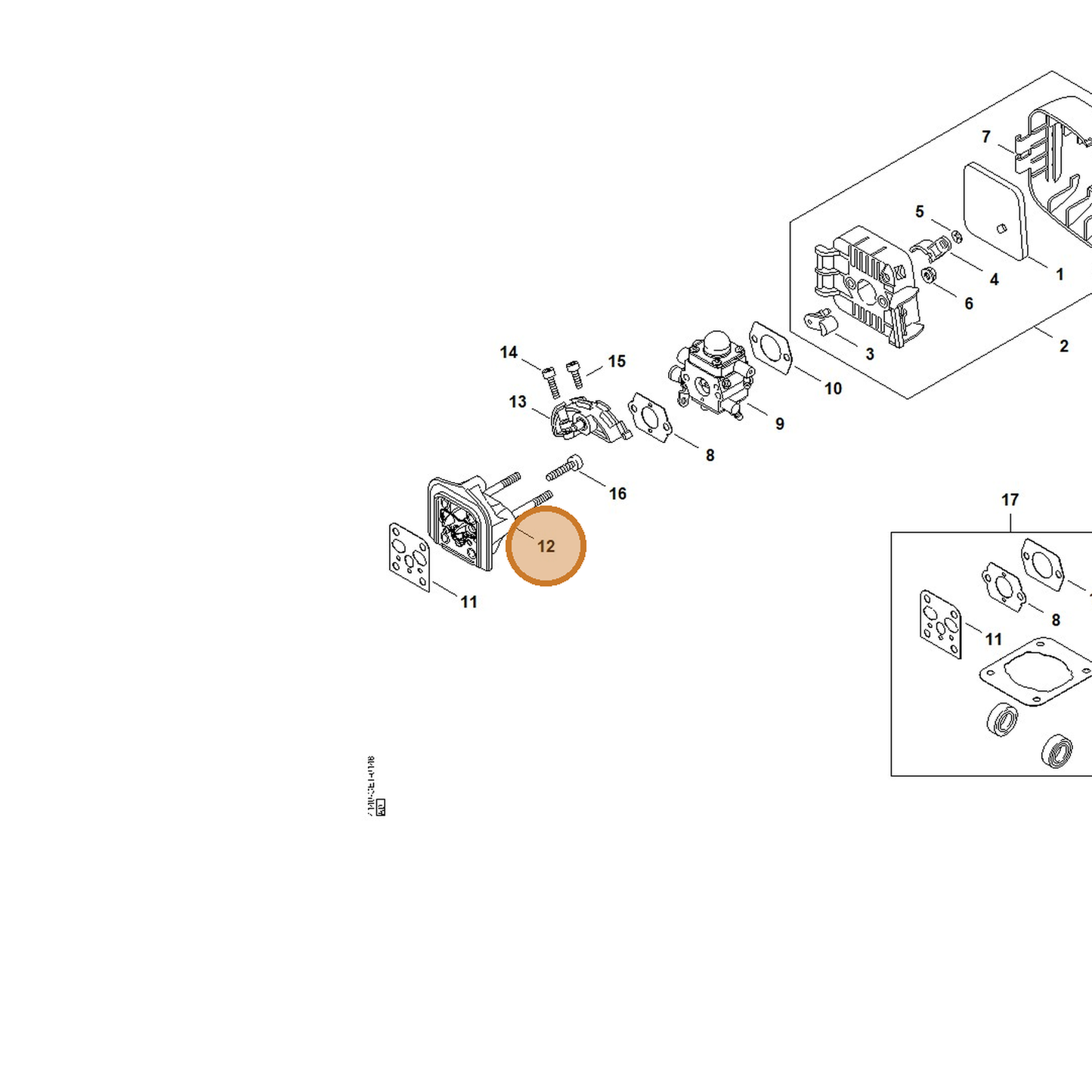 STIHL part 4140-120-2300 — IPL diagram snippet (6x zoom, amber highlight)