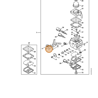 STIHL part 4140-120-7100 — IPL diagram snippet (6x zoom, amber highlight)