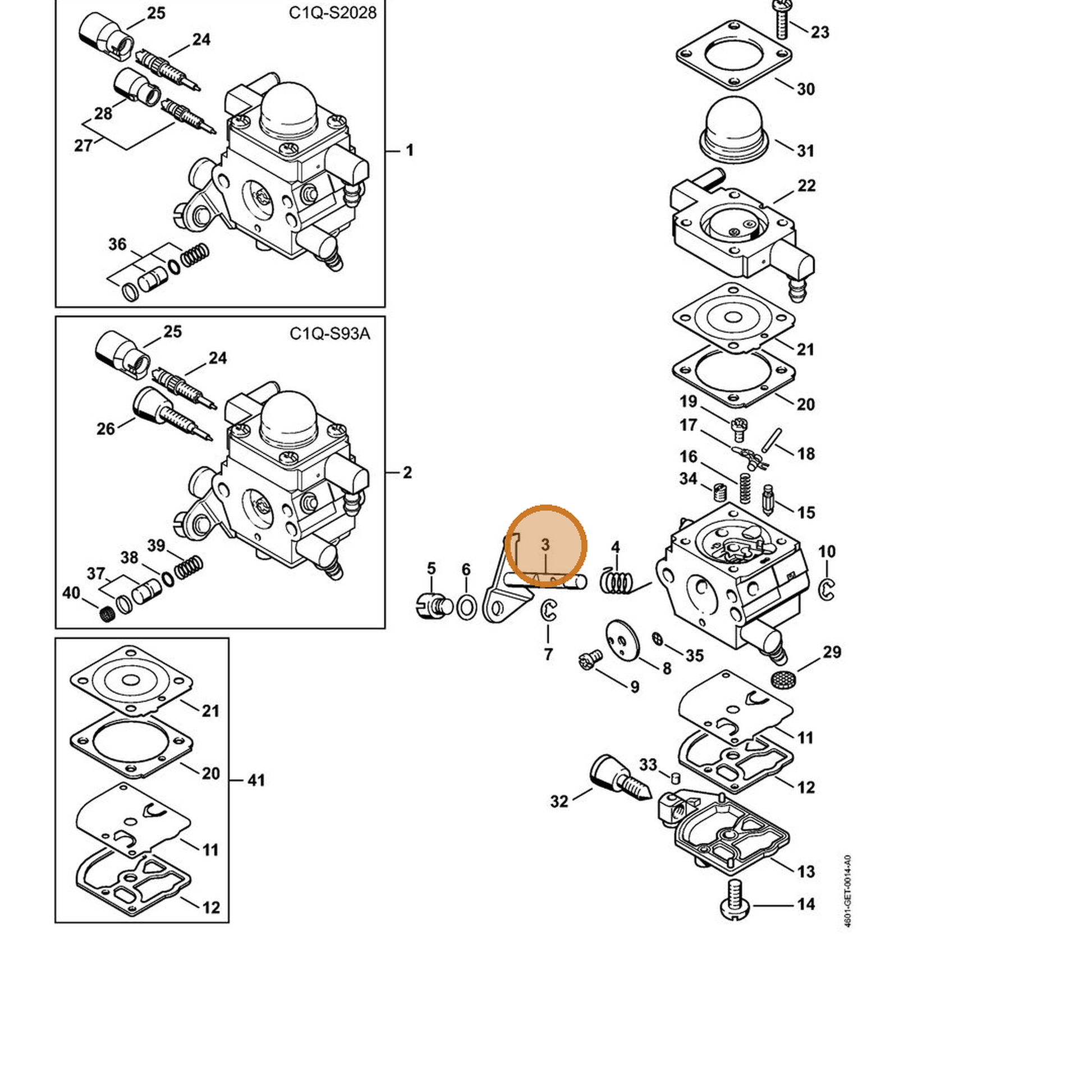STIHL part 4140-120-7102 — IPL diagram snippet (6x zoom, amber highlight)