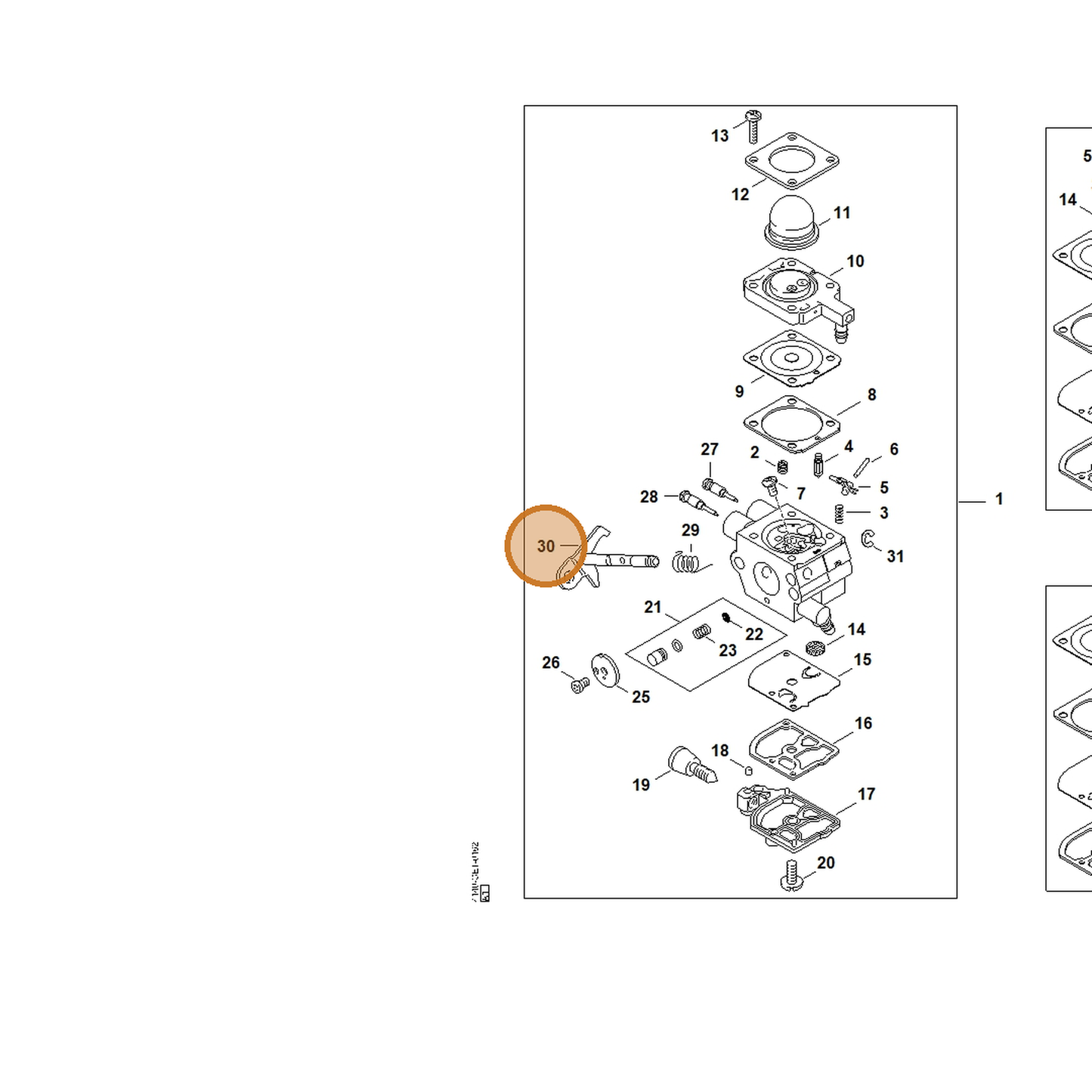 STIHL part 4140-120-7104 — IPL diagram snippet (6x zoom, amber highlight)