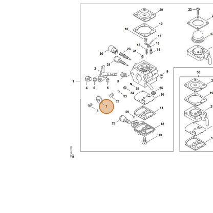 STIHL part 4140-121-3302 — IPL diagram snippet (6x zoom, amber highlight)