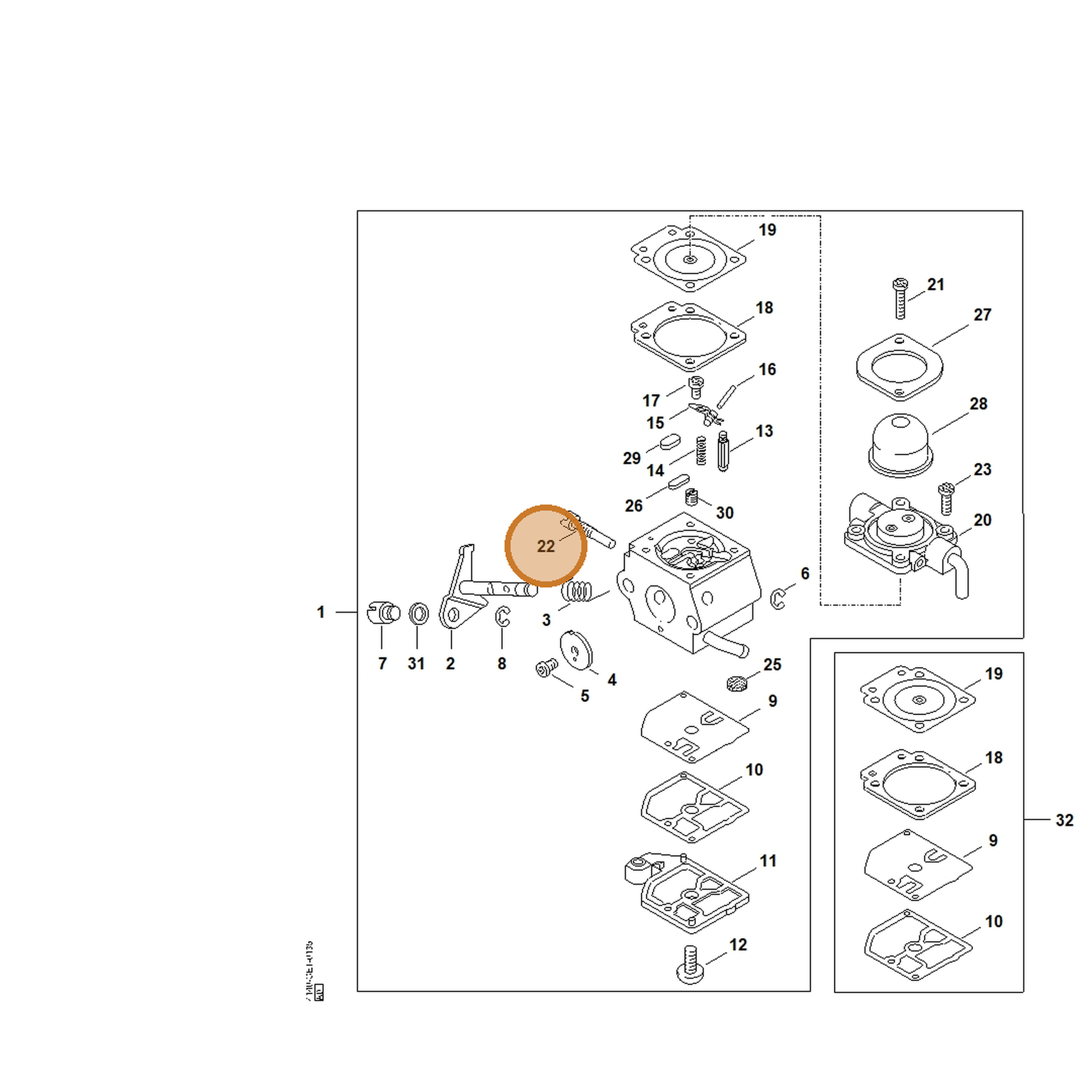 STIHL part 4140-122-6300 — IPL diagram snippet (6x zoom, amber highlight)