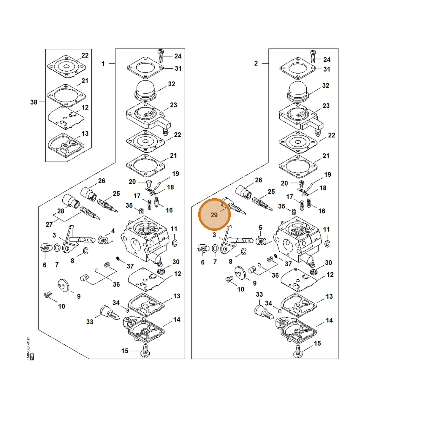 STIHL part 4140-122-6800 — IPL diagram snippet (6x zoom, amber highlight)