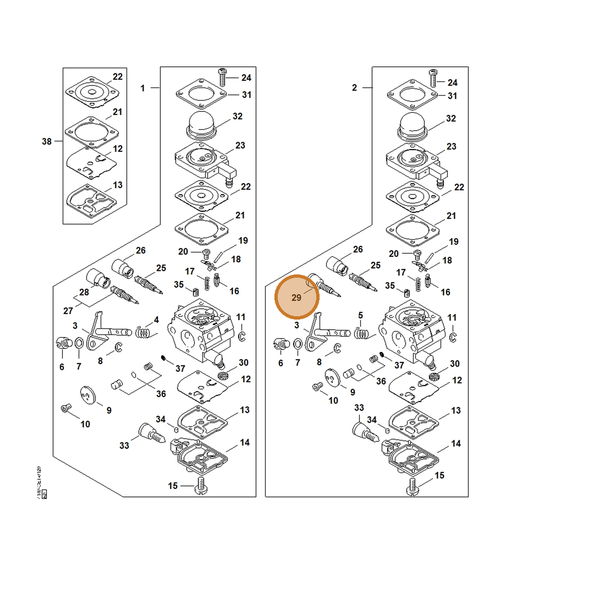 STIHL part 4140-122-6800 — IPL diagram snippet (6x zoom, amber highlight)
