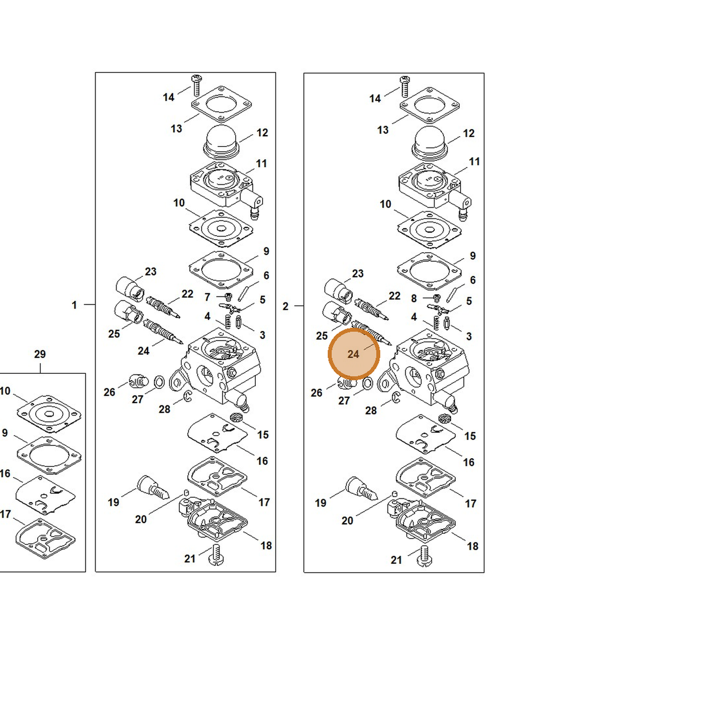 STIHL part 4140-122-6801 — IPL diagram snippet (6x zoom, amber highlight)