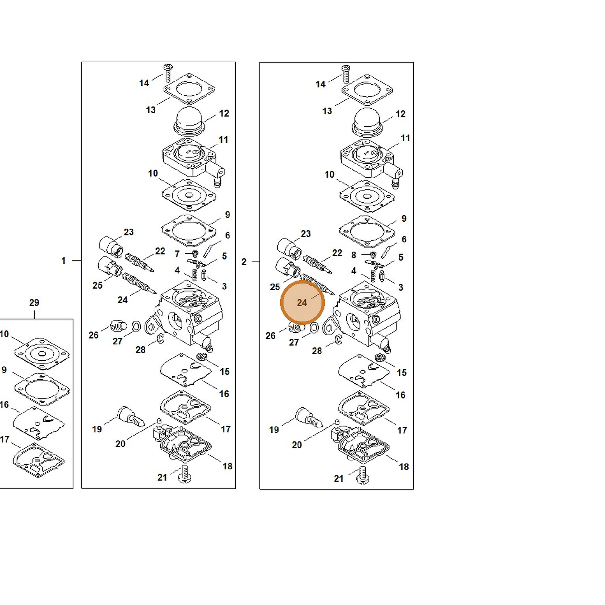 STIHL part 4140-122-6801 — IPL diagram snippet (6x zoom, amber highlight)