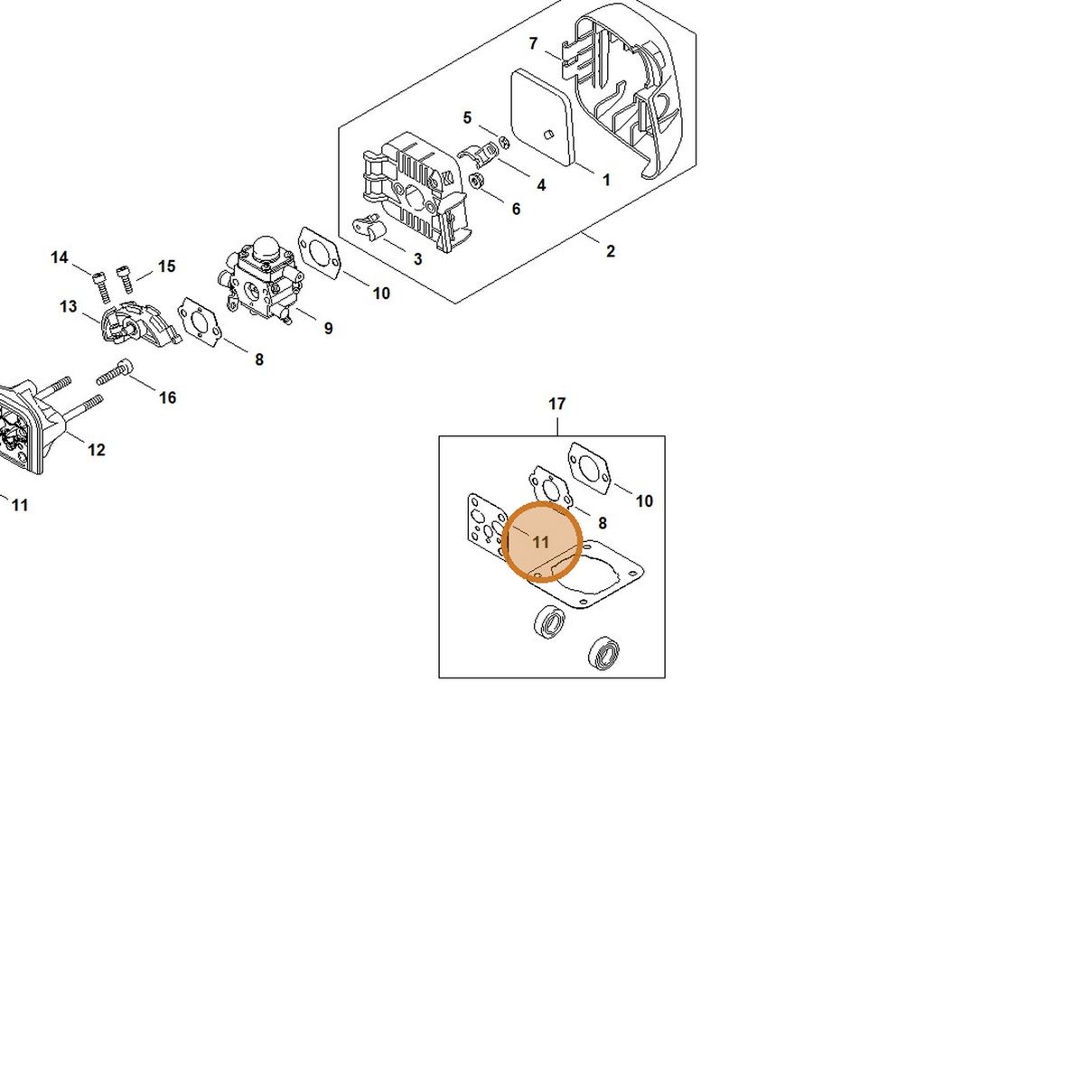 STIHL part 4140-129-0904 — IPL diagram snippet (6x zoom, amber highlight)