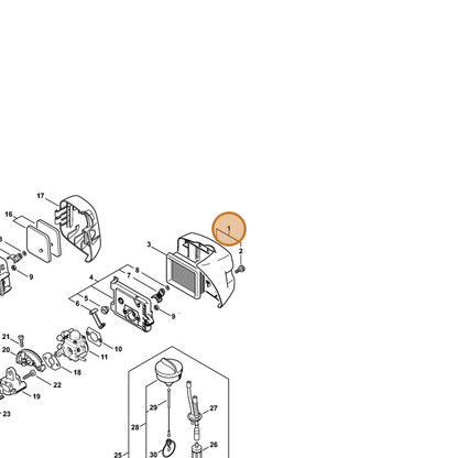 STIHL part 4140-140-1001 — IPL diagram snippet (6x zoom, amber highlight)
