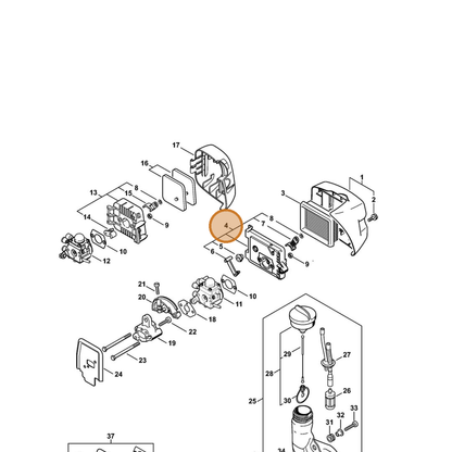 STIHL part 4140-140-2803 — IPL diagram snippet (6x zoom, amber highlight)