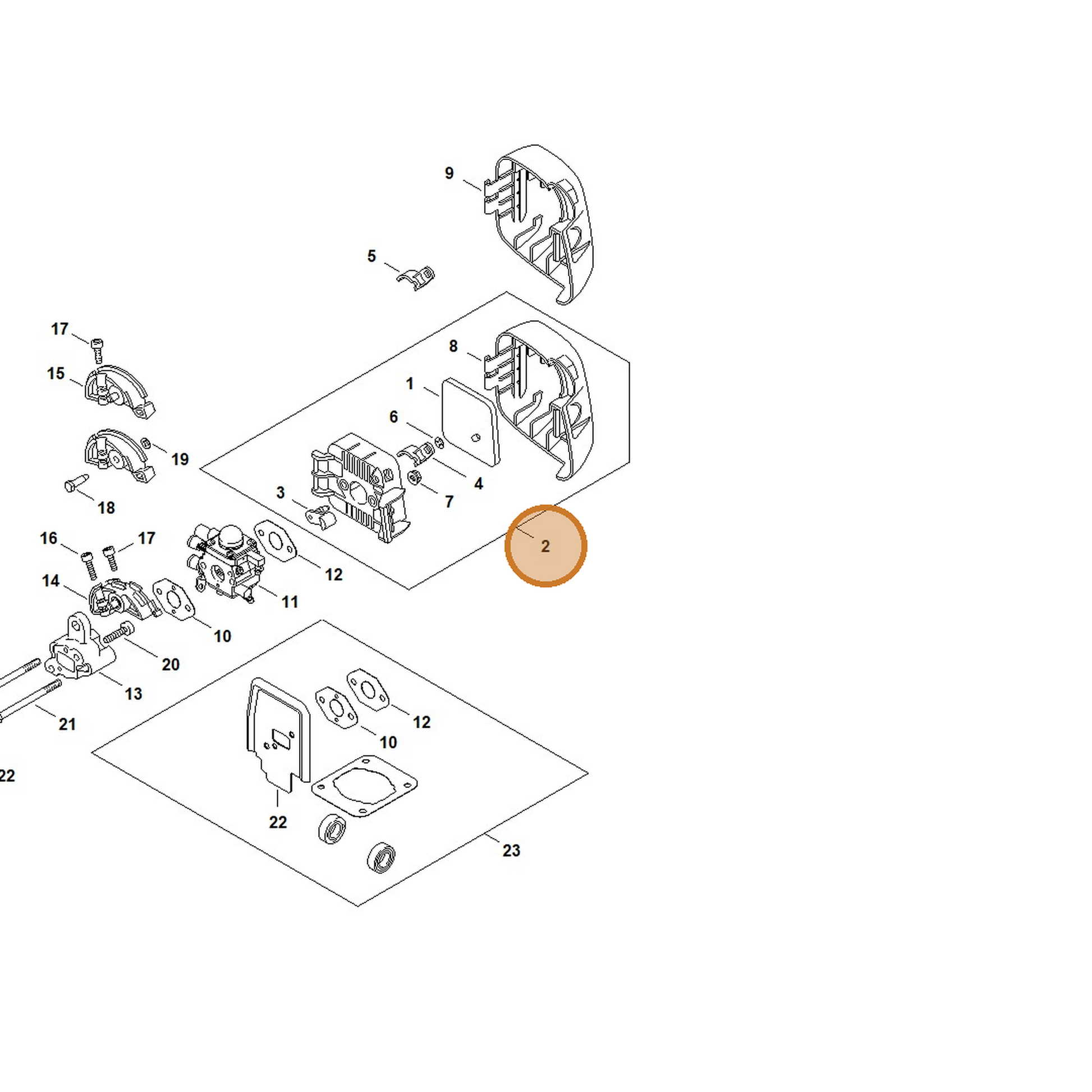 STIHL part 4140-140-2851 — IPL diagram snippet (6x zoom, amber highlight)