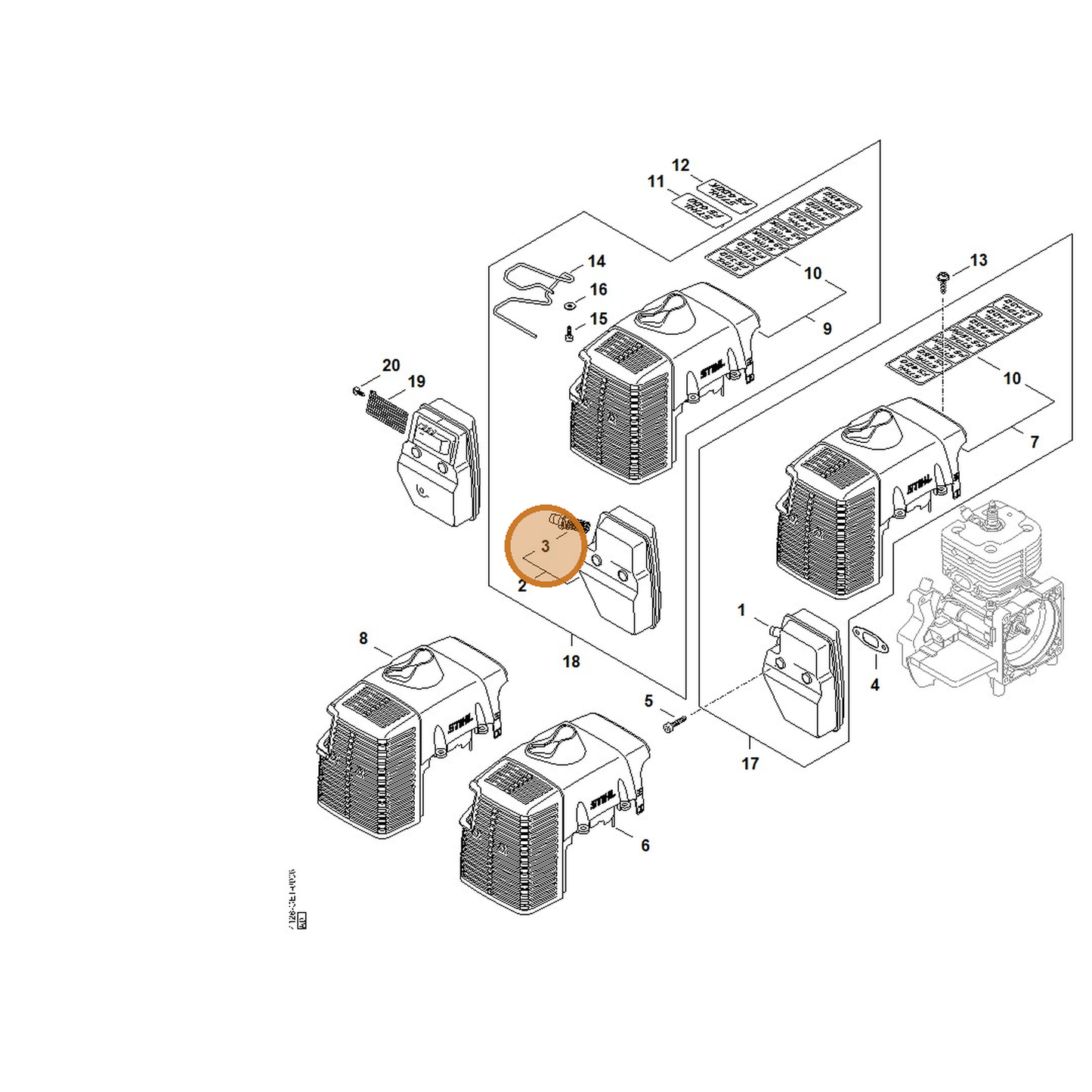 STIHL part 4140-140-6900 — IPL diagram snippet (6x zoom, amber highlight)